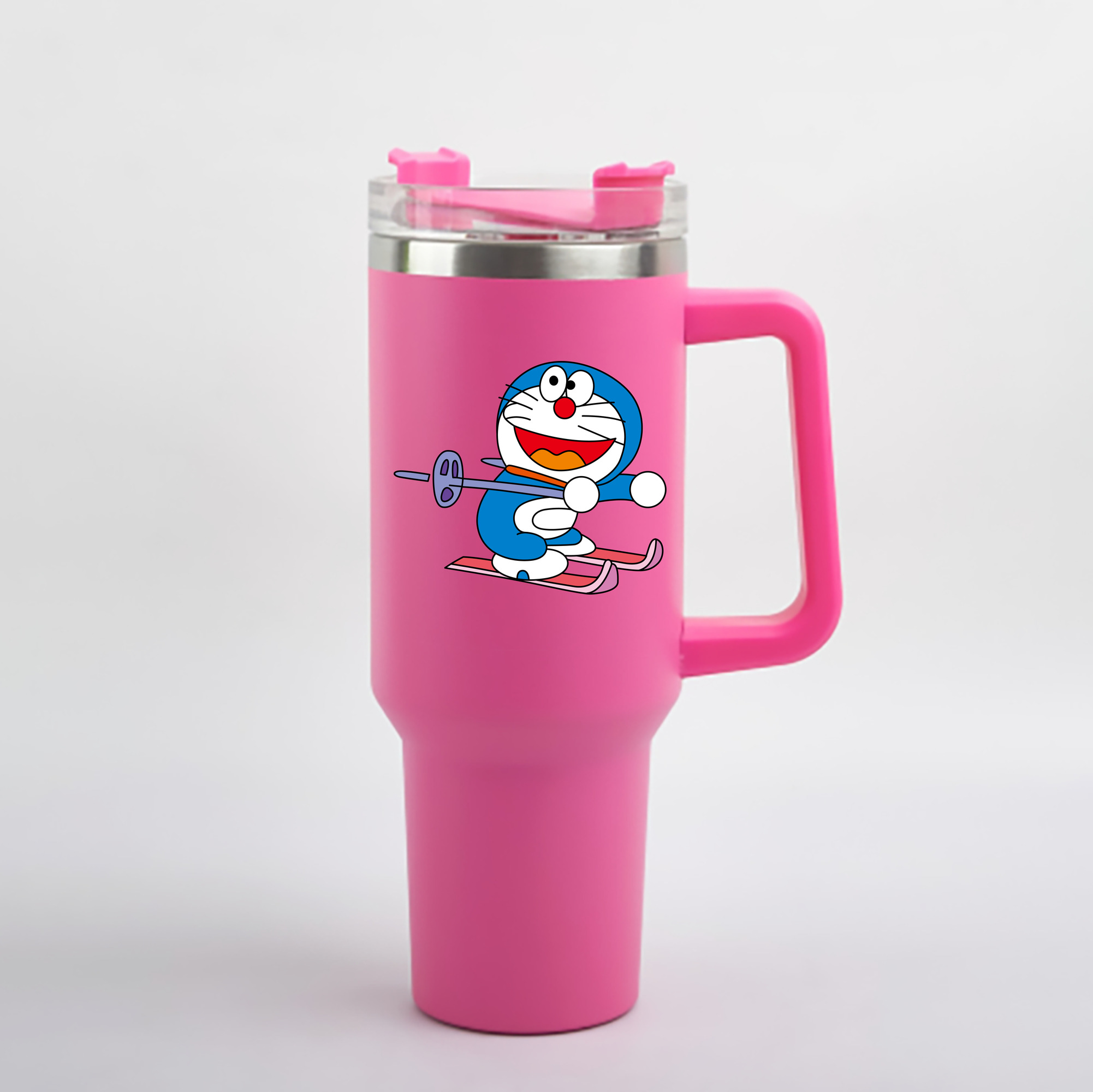 （画像用） ドラえもん Doraemon 1200mL車用タンブラー - クリスタルステッカー（プラスチックストロー付き）